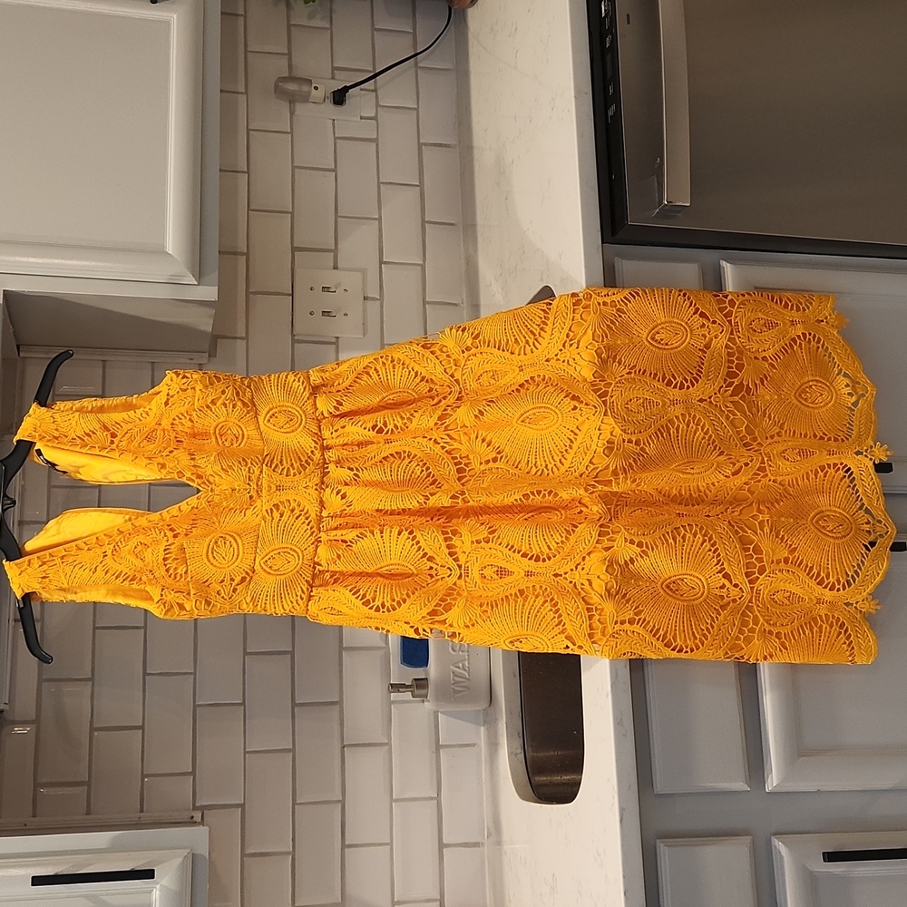 Yellow lace dress
